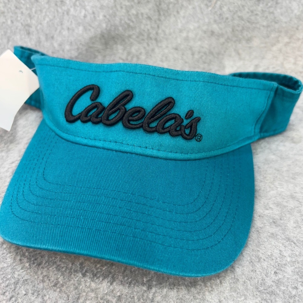 Cabelas Script Logo Mens Teal Cabelas Sun Visor Snapback Adjustable OSFM - Picture 1 of 9